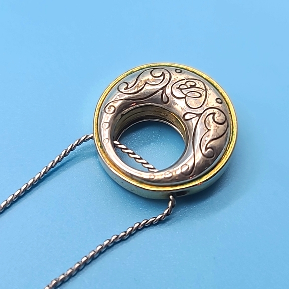 Brighton "ARIES Collection" Two-Tone Swarovski Crystal & Scrollwork Pendant Neck - Picture 4 of 15